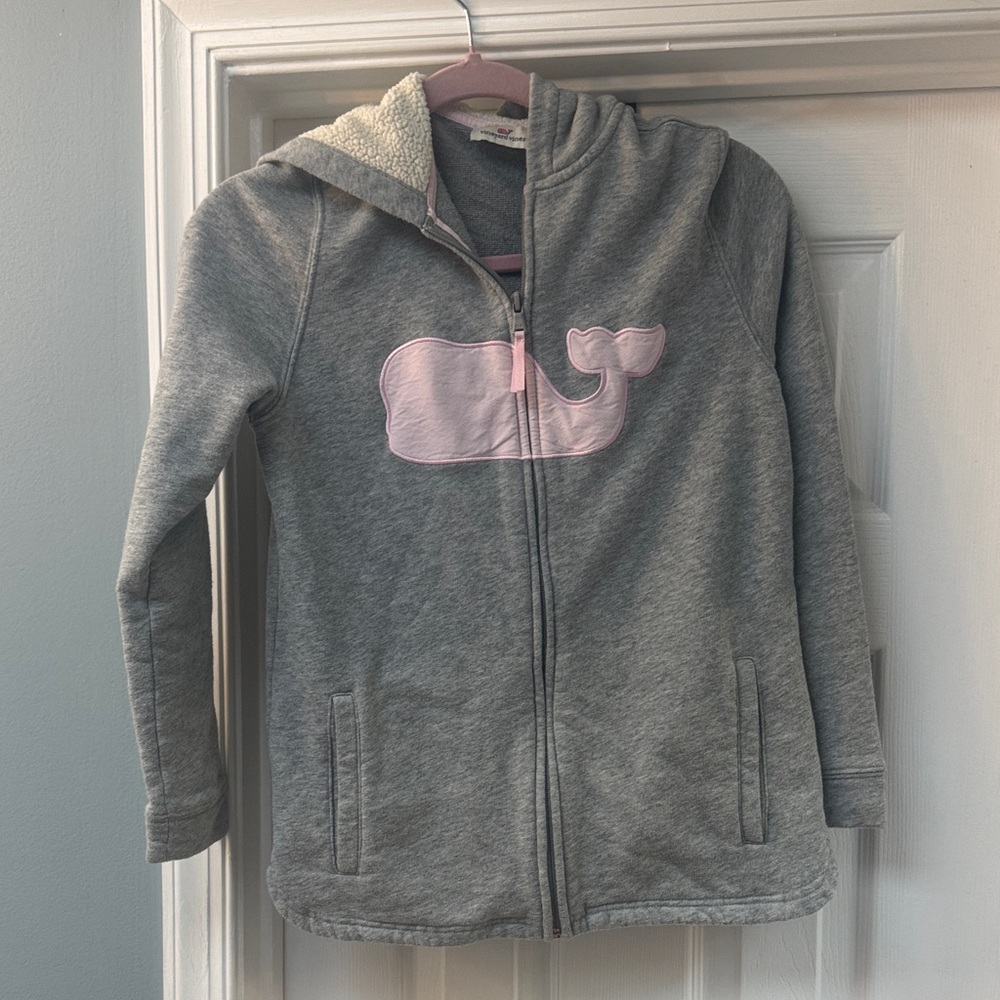 Vineyard Vines Gray Hoodie with Pink Whale